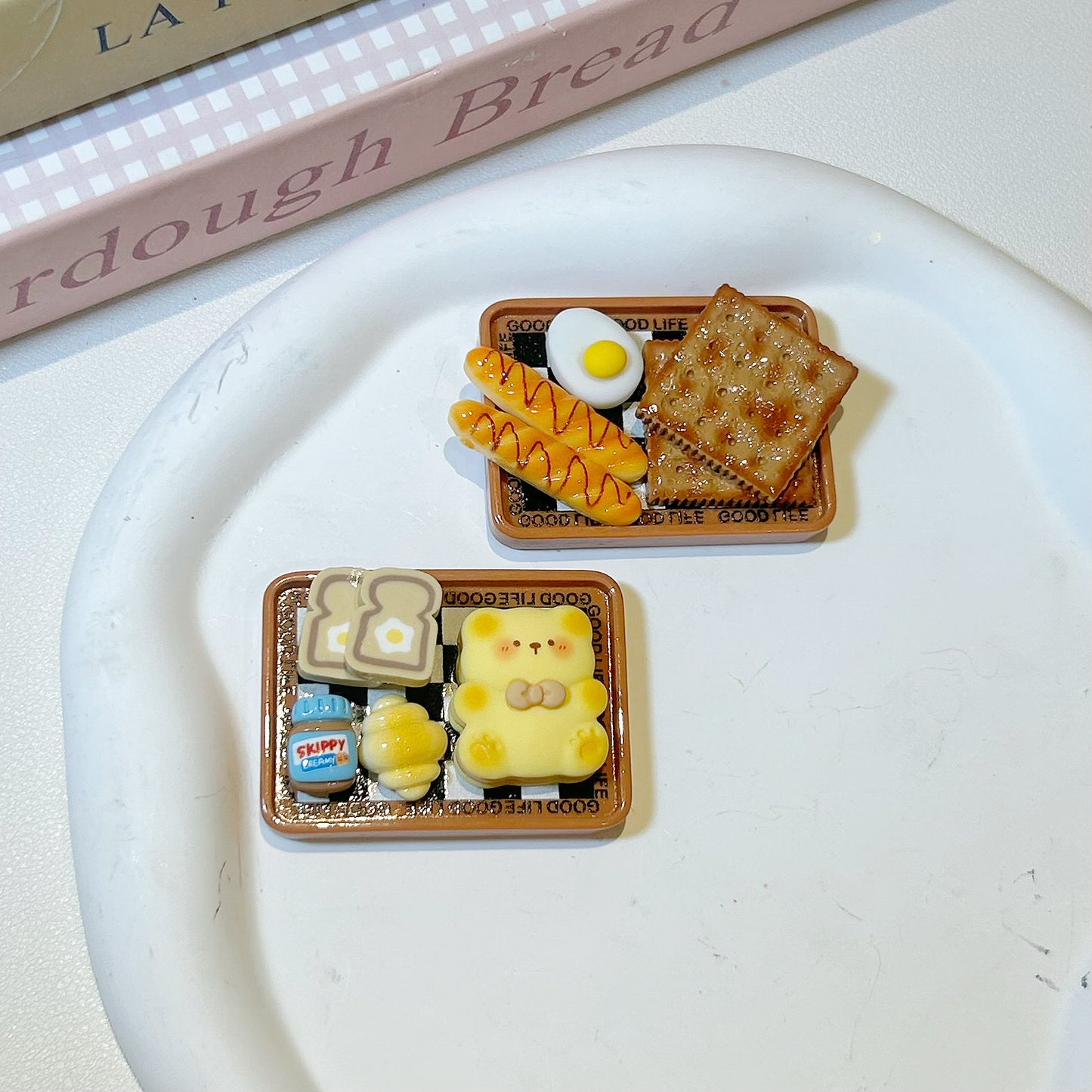 Mini artificial food Plate refrigerator magnet