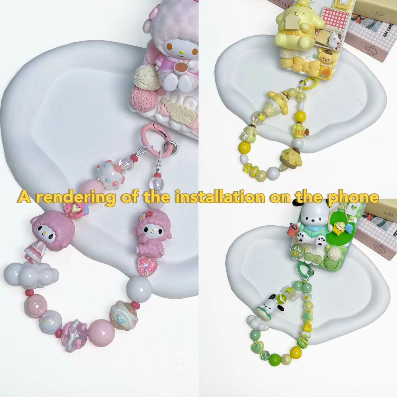 Pompom Purin Mysweetpiano Pochacco handcraft phone chain